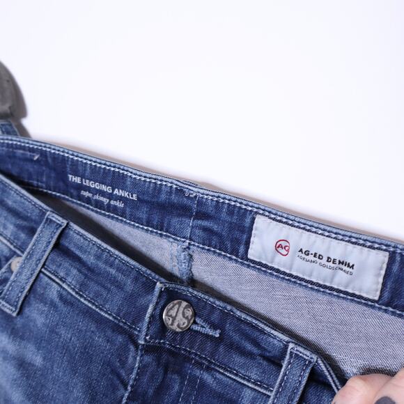 ADRIANO GOLDSCHMIED Legging Ankle Splatter Distressed Jeans Blue Women's 27R - Picture 14 of 14